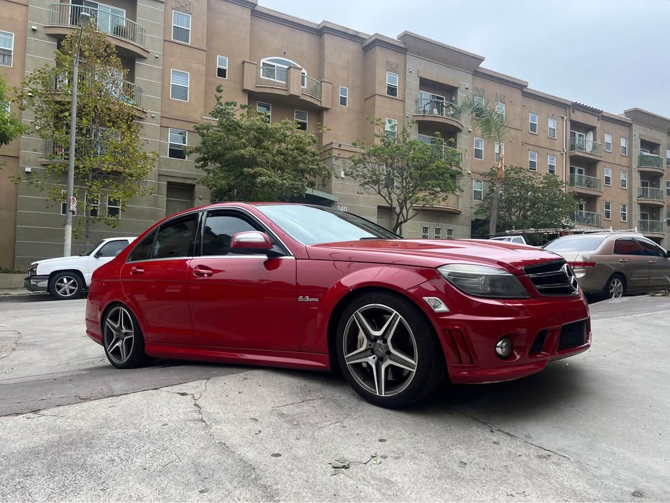 Red 2009 Mercedes-Benz C63 AMG automatic sedan For Sale